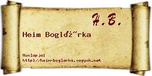Heim Boglárka névjegykártya